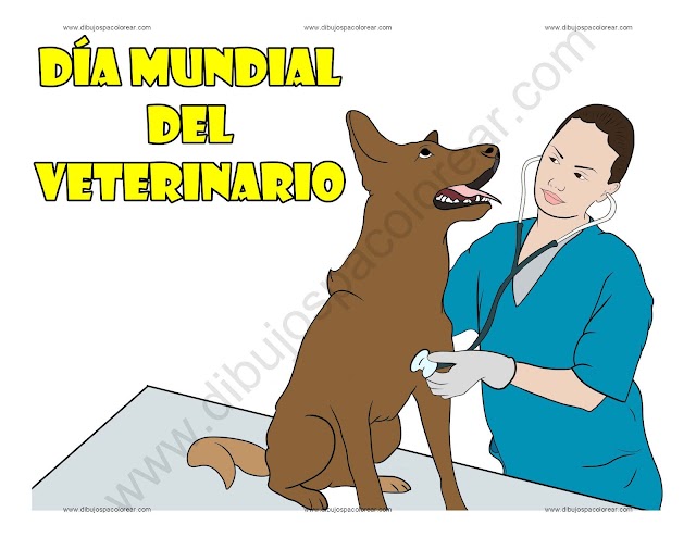 Día Mundial del Veterinario dibujo a color y para colorear